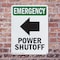 Signmission Power Shutoff (Left Arrow) With Symbol, 7 in W x Rectangle, Plastic OS-2PACK-EM-P-710-V-10525 - alternate 7